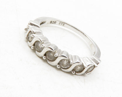 925 Sterling Silver  Shiny Topaz Swirl Design Smooth Band Ring Sz 6  RG12468