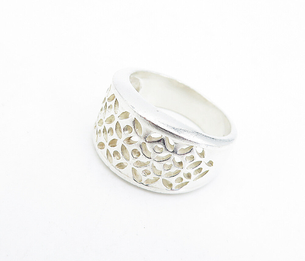 925 Sterling Silver  Vintage Polished Cutout Pattern Band Ring Sz 6  RG4756