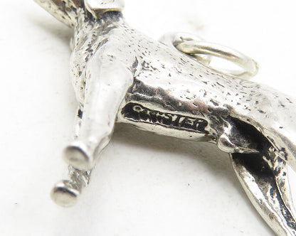 925 Sterling Silver  Vintage Petite Sculpted Standing Dog Pendant  PT7191
