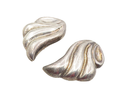 LOS BALLESTEROS 925 Silver  Vintage Dark Tone Wing Non Pierce Earrings  EG4682