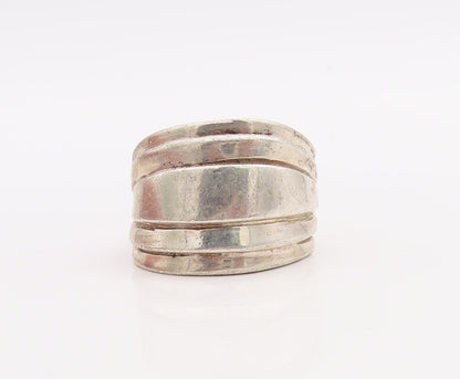 925 Sterling Silver Vintage Ring Solid Large Carved Dome  Sz 7.5  RG28905