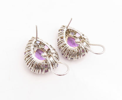 925 Sterling Silver Vintage Earrings Muti Gemstone Teardrop Cluster Stud EG13769