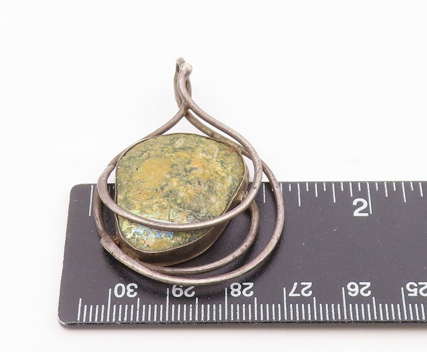 925 Sterling Silver  Vintage Multi Layer Wrapped Jasper Pendant  PT20322