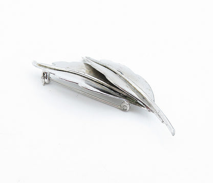 CARL ART 925 Sterling Silver  Vintage Shiny Floral Leaves Brooch Pin  BP1385
