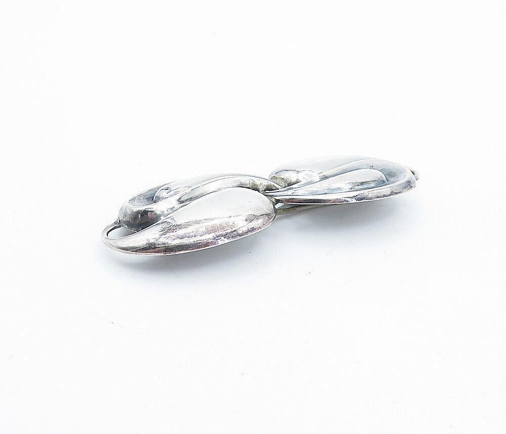 JEWEL ART 925 Sterling Silver  Vintage Shiny Swirl Design Brooch Pin  BP1378