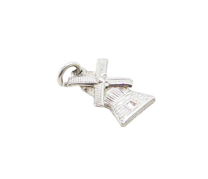 925 Sterling Silver  Vintage Shiny Petite Wind Mill Motif Drop Pendant  PT6839