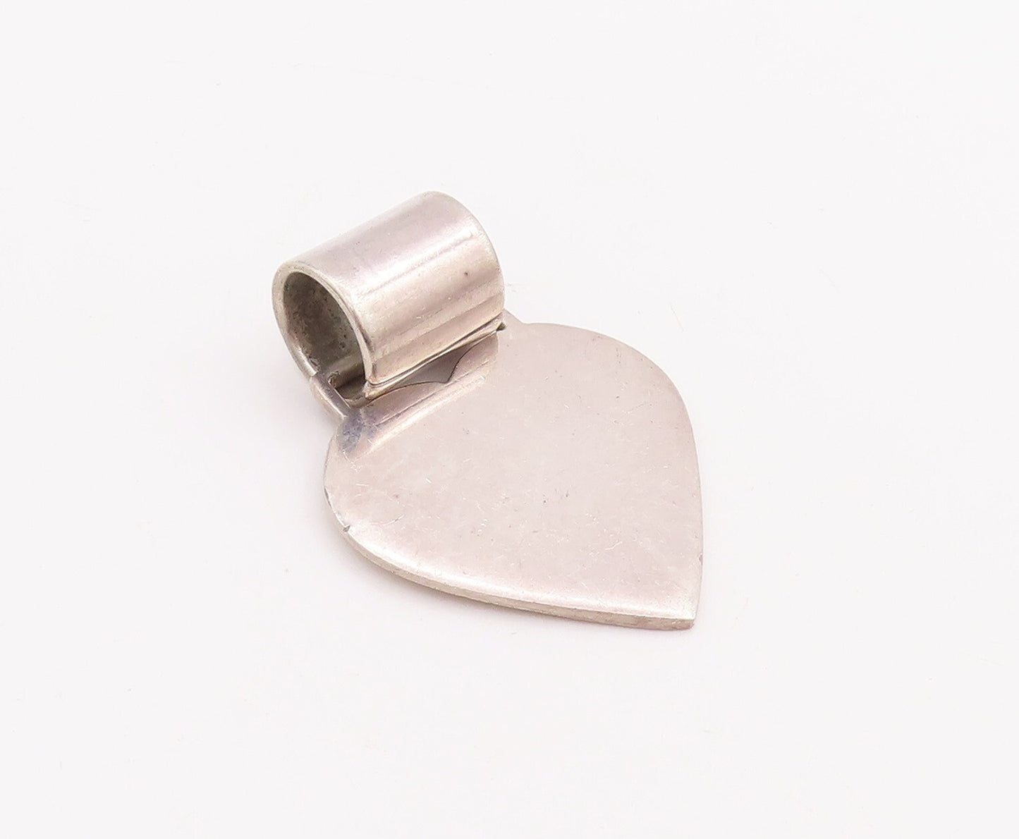 925 Sterling Silver Vintage Pendant MEXICO Minimalist Solid Love Heart  PT23357