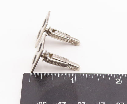 925 Sterling Silver Vintage Cuff Links Solid Rectangle Carved Squares  TR3756