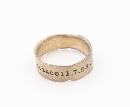 925 Sterling Silver Vintage Ring Minimalist Love Message Etched  SZ 13  RG32206