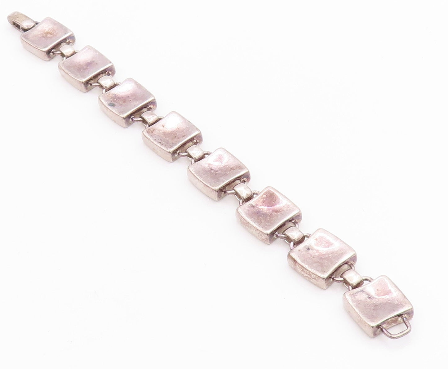 925 Sterling Silver Vintage Bracelet Antique Dark Tone Cubes Linked  BT11313
