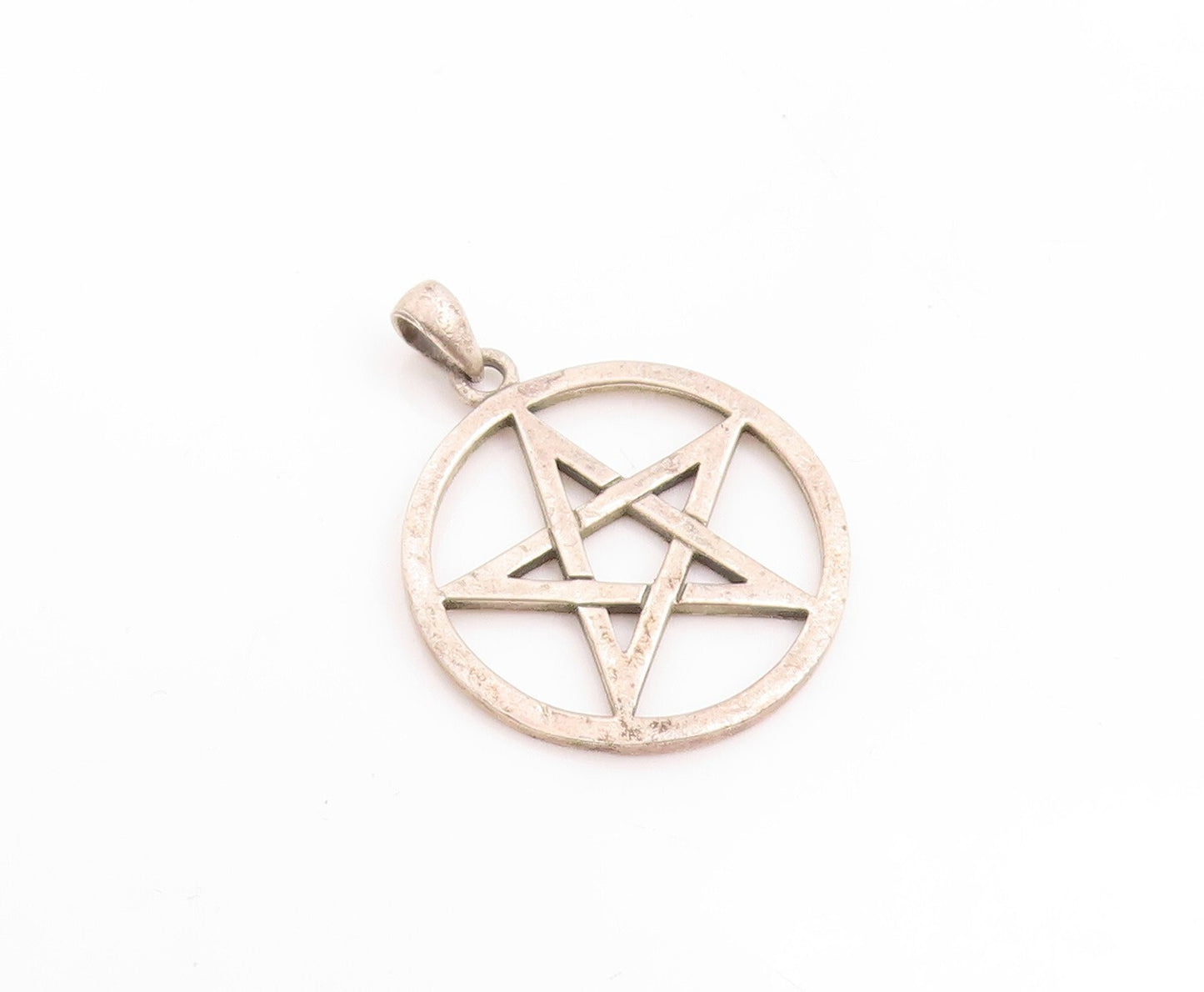 925 Sterling Silver Vintage Pendant PETER STONE Cutout Star Inside Ring  PT23786