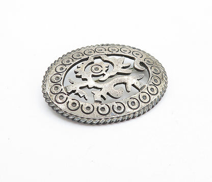 MEXICO 925 Sterling Silver  Vintage Dark Tone Etched Bird Brooch Pin  BP1823