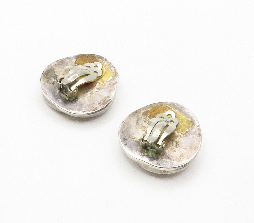 MEXICO 925 Sterling Silver  Vintage Hollow Swirl Non Pierce Earrings  EG7695