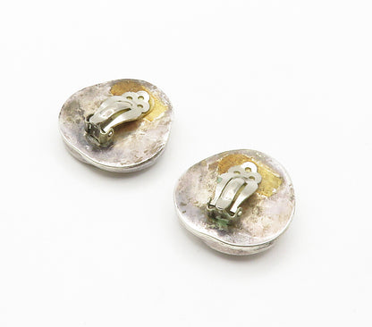 MEXICO 925 Sterling Silver  Vintage Hollow Swirl Non Pierce Earrings  EG7695
