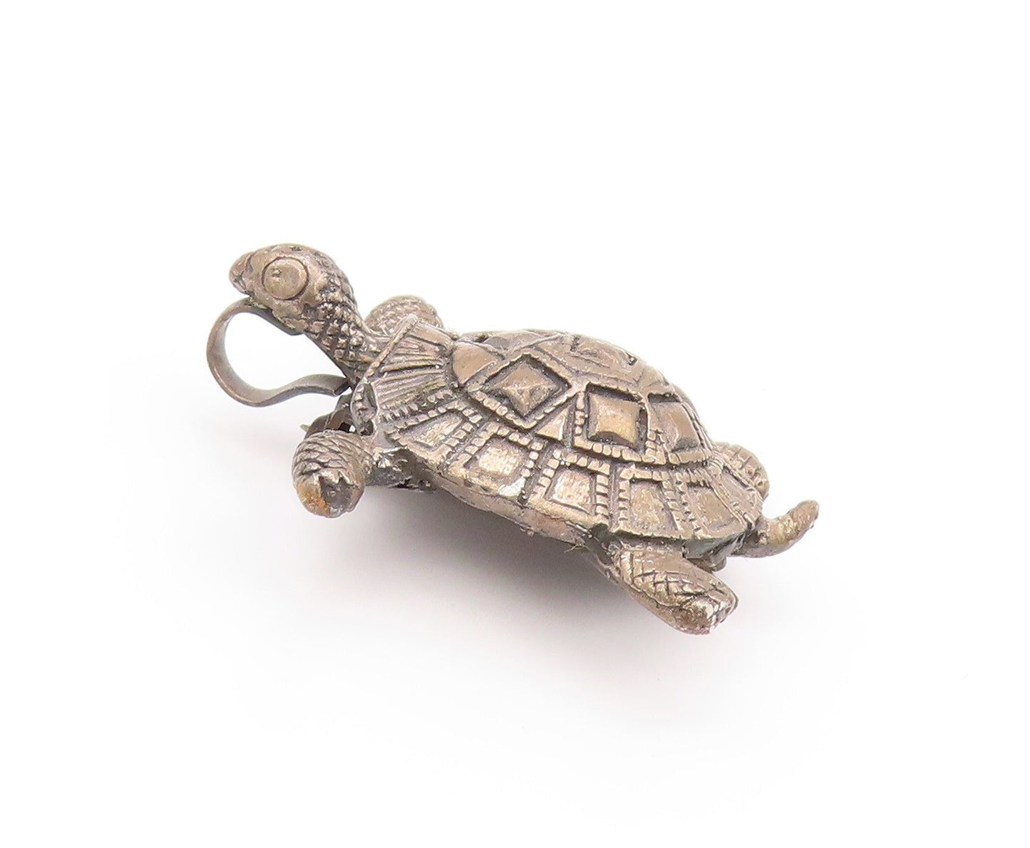 925 Sterling Silver Vintage Brooch Dark Tone Carved Walking Turtle  BP11520