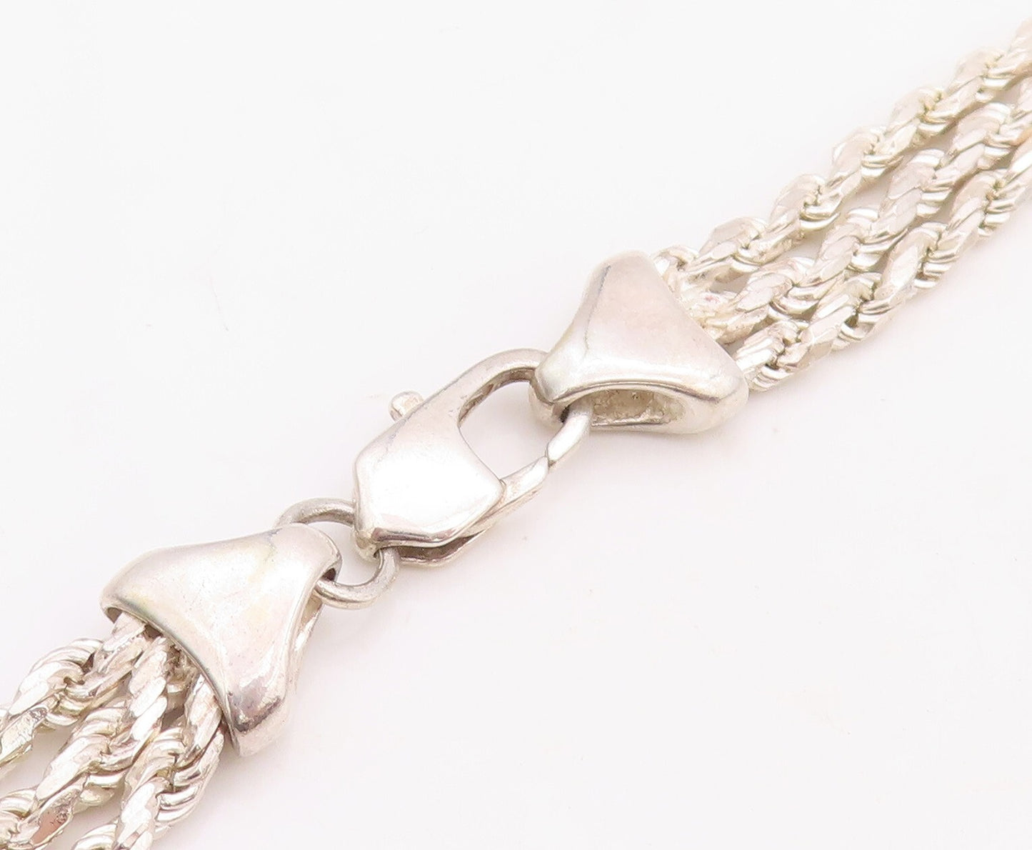 925 Sterling Silver Vintage Necklace Modernist Carved Twisted Chain  NE4335