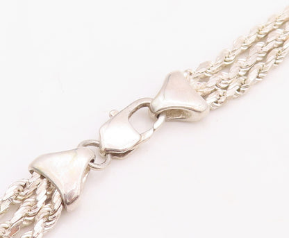 925 Sterling Silver Vintage Necklace Modernist Carved Twisted Chain  NE4335