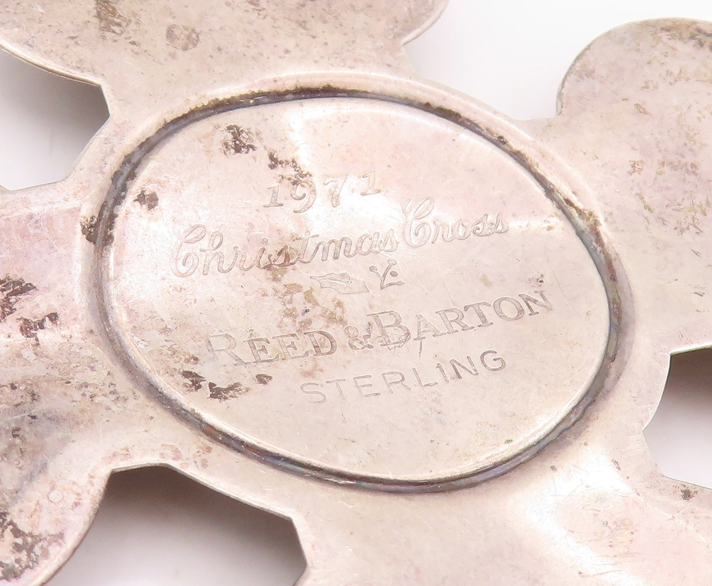 925 Sterling Silver Vintage Pendant REED & BARTON Large Christmas Cross  PT25500