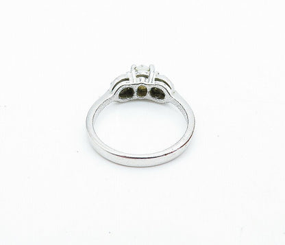 925 Sterling Silver  White Agate & Topaz Solitaire Accent Ring Sz 6  RG6381