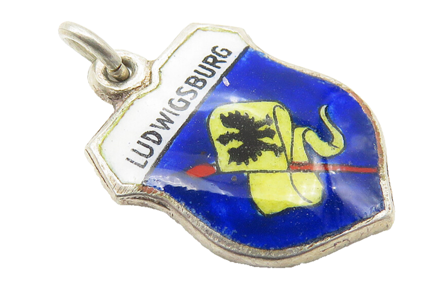 925 Sterling Silver  Vintage Enamel Coated Ludwigsburg Germany Pendant  PT8511