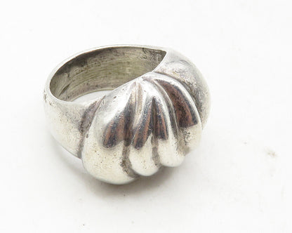 MEXICO 925 Sterling Silver  Vintage Shiny Fluted Dome Band Ring Sz 6.5  RG9756