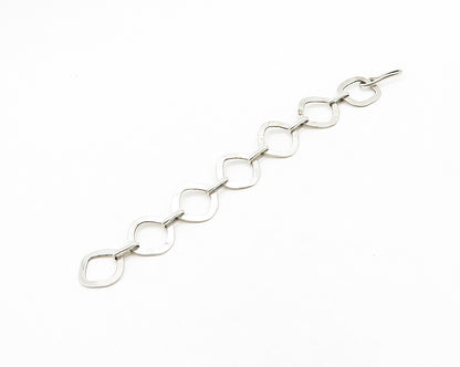 SARAB 925 Sterling Silver  Vintage Shiny Rounded Square Chain Bracelet  BT7965