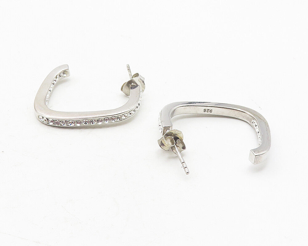 925 Sterling Silver  Sparkling Cubic Zirconia Smooth JHoop Earrings  EG6102
