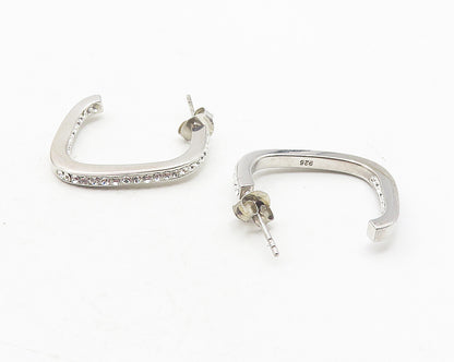 925 Sterling Silver  Sparkling Cubic Zirconia Smooth JHoop Earrings  EG6102