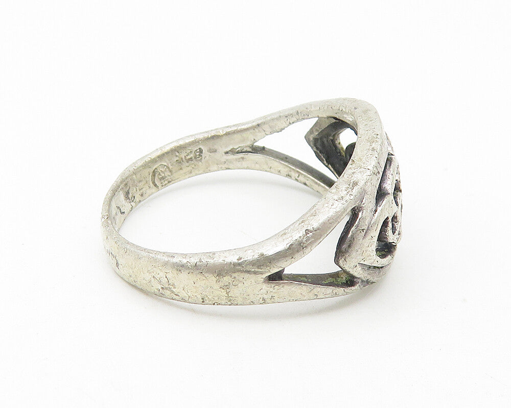 925 Sterling Silver  Vintage Open Swirl Design Tapered Band Ring Sz 8  RG11112