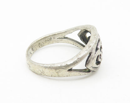 925 Sterling Silver  Vintage Open Swirl Design Tapered Band Ring Sz 8  RG11112