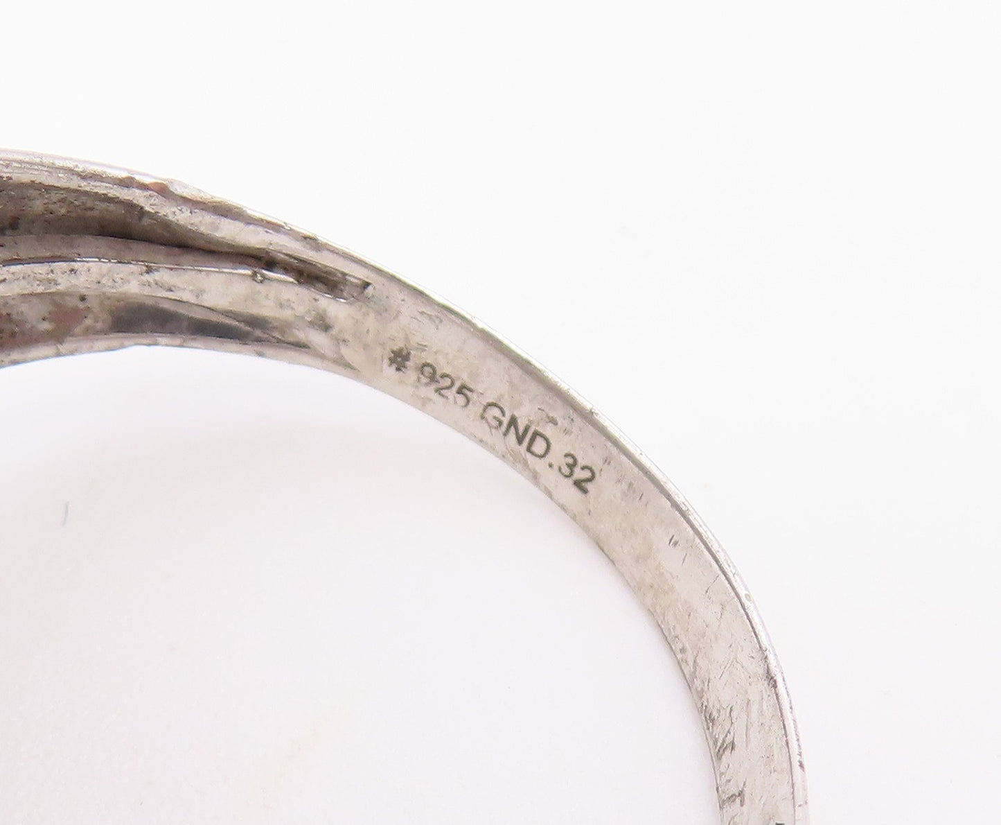 925 Sterling Silver Vintage Ring Real Diamonds Geometric Band  Sz 10.5  RG36679