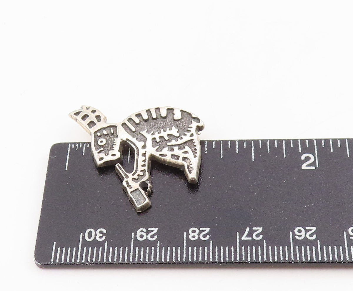 925 Sterling Silver Vintage Brooch Pin Modernist Tribal Animal Motif  BP12248