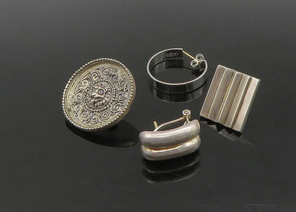 DESIGNER 925 Silver & 14K GOLD  Vintage 4 Pcs Lot Single Earrings  EG11246