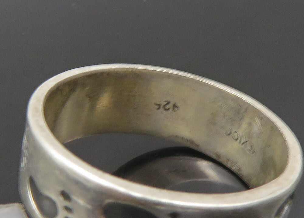 MEXICO 925 Sterling Silver Vintage Oxidized Footprints Band Ring Sz 10.5 RG23035
