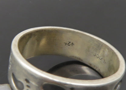 MEXICO 925 Sterling Silver Vintage Oxidized Footprints Band Ring Sz 10.5 RG23035