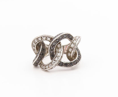 925 Sterling Silver Vintage Ring Spinel & CZ Interlocking Circle Sz 7.5 RG34530