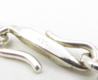925 Sterling Silver  Vintage Shiny Polished Open Link Chain Bracelet  BT4091