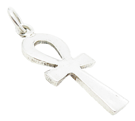 925 Sterling Silver Vintage Shiny Petite Egyptian Ankh Drop Pendant  PT6249
