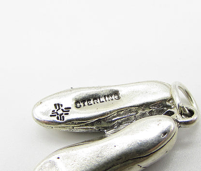 925 Sterling Silver  Vintage Woman's Pair Of Shoes Charm Pendant  PT1835