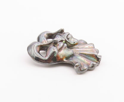 925 Sterling Silver  Vintage Modernist Drama Theater Masks Brooch Pin  BP3691