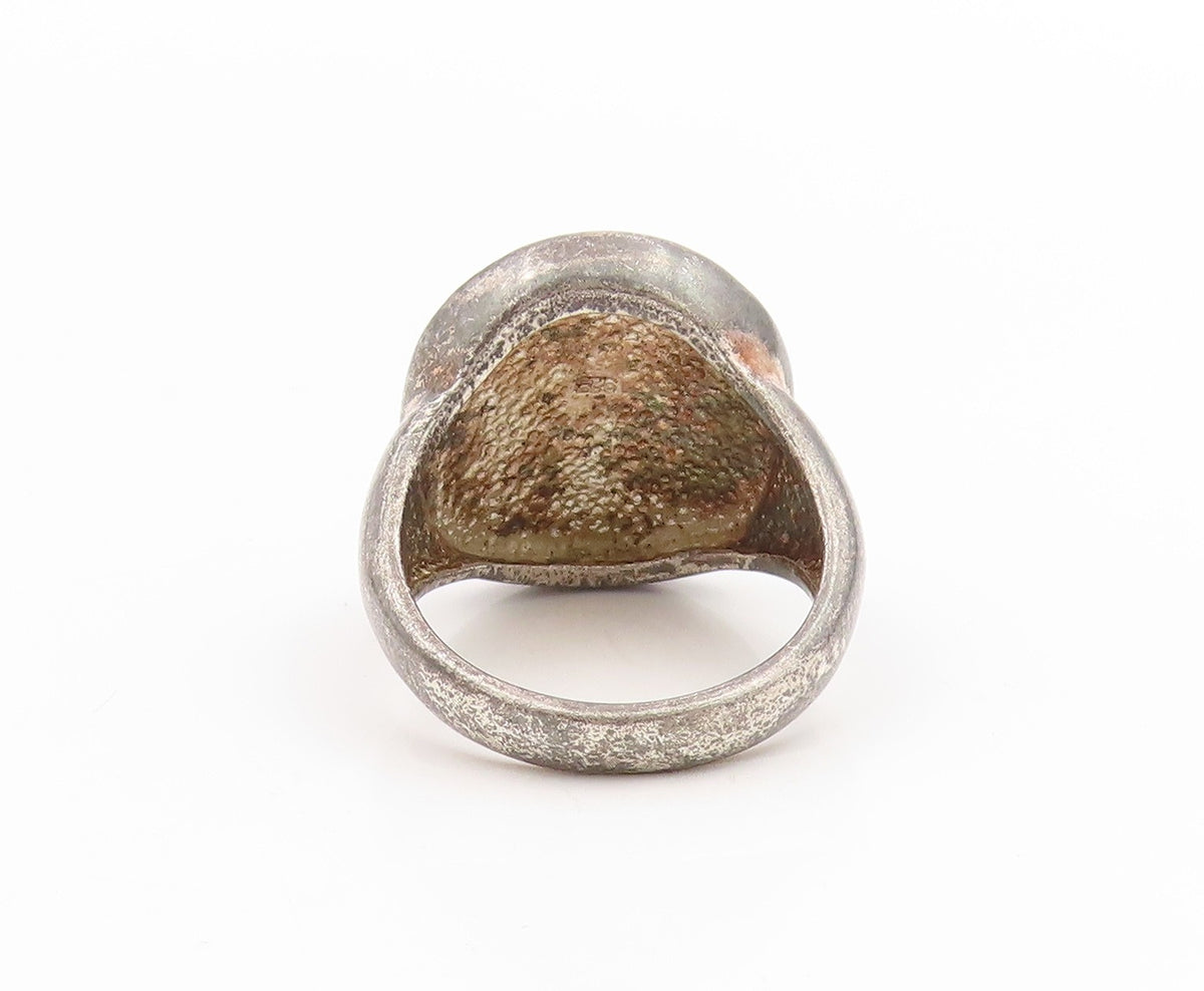925 Sterling Silver Vintage Ring Modernist Etched Rippled Band  Sz 10  RG34010