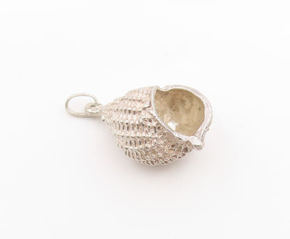 925 Sterling Silver Vintage Pendant Classic Textured Conch Shell Charm  PT26279