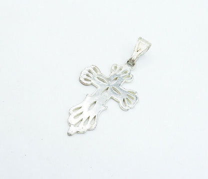 925 Sterling Silver  Vintage Cutout Design Religious Cross Pendant  PT4934