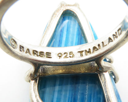 BARSE 925 Sterling Silver  Vintage Blue Agate Shiny Cocktail Ring Sz 7 RG19646