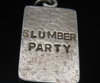925 Sterling Silver   Vintage Slumber Party Enamel Flower Bed Pendant  PT20594