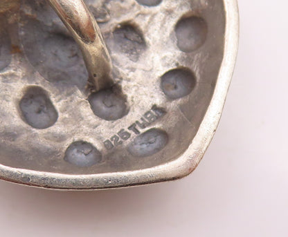925 Sterling Silver  Vintage Square Cobbled Detail Love Heart Pendant  PT21223