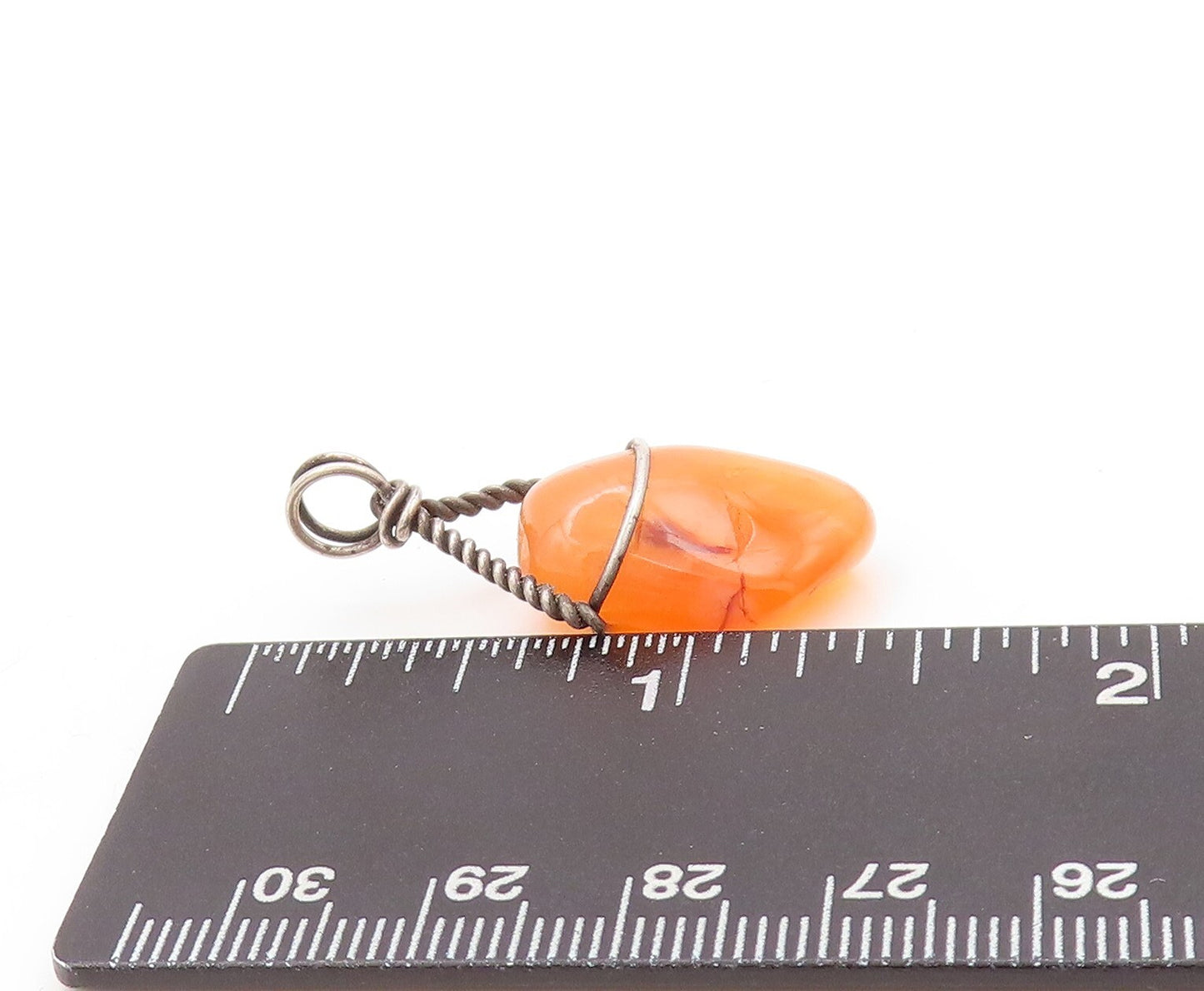 925 Sterling Silver Vintage Pendant Modernist Twisted Wire Gemstone  PT23603