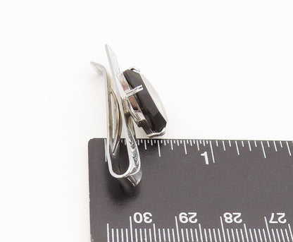 JAPAN 925 Silver  Vintage Designer Onyx Inlay Glass Shrines Tie Clip  TR3612