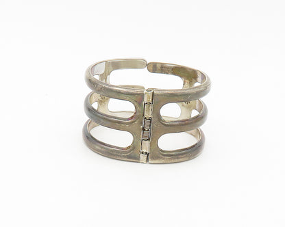 MEXICO 925 Sterling Silver  Vintage Dark Tone Hinge Bangle Bracelet  BT7138