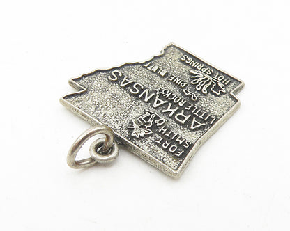 925 Sterling Silver  Vintage Oxidized Arkansas State Map Drop Pendant  PT8919